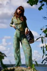 Smarttan läbipäevituv pluus Roheline Mandala