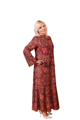 Smarttan läbipäevituv pikk kleit Terrakota Mandala