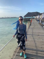 Smarttan läbipäevituv pikkade käistega pluus Sinililla Mandala - Smarttan